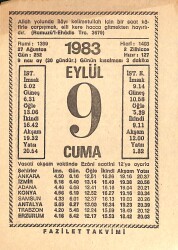 9 Eylül 1983 Takvim Yaprağı - Doğum Günü Hediyesi EFMN15417 - Gökçekoleksiyon