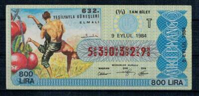 9 Eylül 1984 Tam Bilet PYB1136 - 1