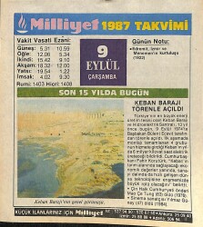 9 Eylül 1987 Takvim Yaprağı - Doğum Günü Hediyesi EFMN14126 - Gökçekoleksiyon