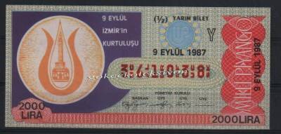 9 Eylül 1987 Yarım Bilet PYB1637 - 1