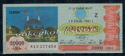 9 Eylül 1991 Yarım Bilet PYB2005 - Gökçekoleksiyon