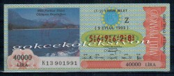 9 Eylül 1993 Yarım Bİlet PYB2054 - Gökçekoleksiyon
