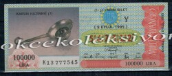 9 Eylül 1995 Yarım Bilet PYB912 - Gökçekoleksiyon