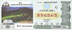 9 Eylül 2002 Piyango Bileti Dörtte Bir Bilet PYB6739 - Gökçekoleksiyon