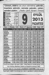 9 Eylül 2013 Takvim Yaprağı - Doğum Günü Hediyesi EFMN13583 - Gökçekoleksiyon