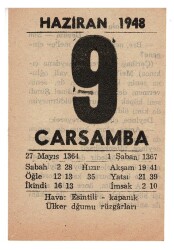 9 Haziran 1948 Takvim Yaprağı EFM879 - 3