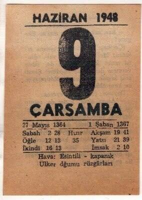 9 Haziran 1948 Takvim Yaprağı EFM(N)1394 - 4
