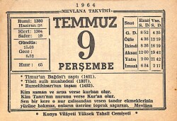 9 Haziran 1964 Takvim Yaprağı - Doğum Günü Hediyesi EFMN15563 - Gökçekoleksiyon