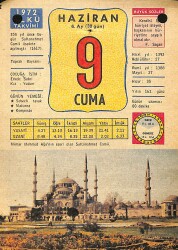 9 Haziran 1972 Takvim Yaprağı - Doğum Günü Hediyesi EFM(N)12168 - Gökçekoleksiyon