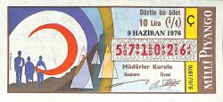9 Haziran 1976 Piyango Bileti Çeyrek Bilet PYB6157 - Gökçekoleksiyon