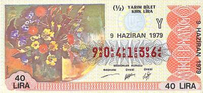 9 Haziran 1979 Piyango Bileti Yarım Bilet PYB6243 - 1
