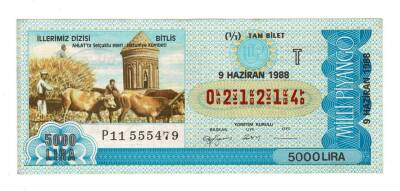 9 Haziran 1988 (11) Tam Bilet (T) *İllerimiz Dizisi - Bitlis (Ahlatta Selçuklu Eseri Hatuniye Kümbeti* PYB5969 - 1
