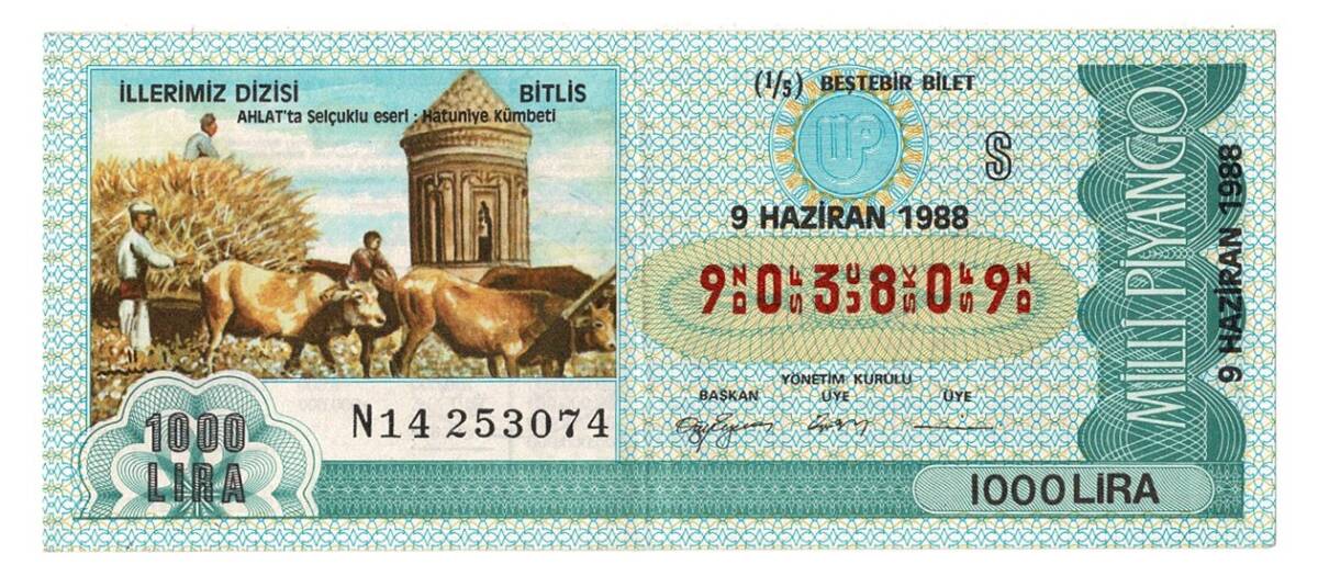 9 Haziran 1988 Beştebir Bilet PYB4375 - 1