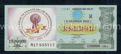 9 Haziran 2003 Çeyrek Bilet PYB1286 - 1