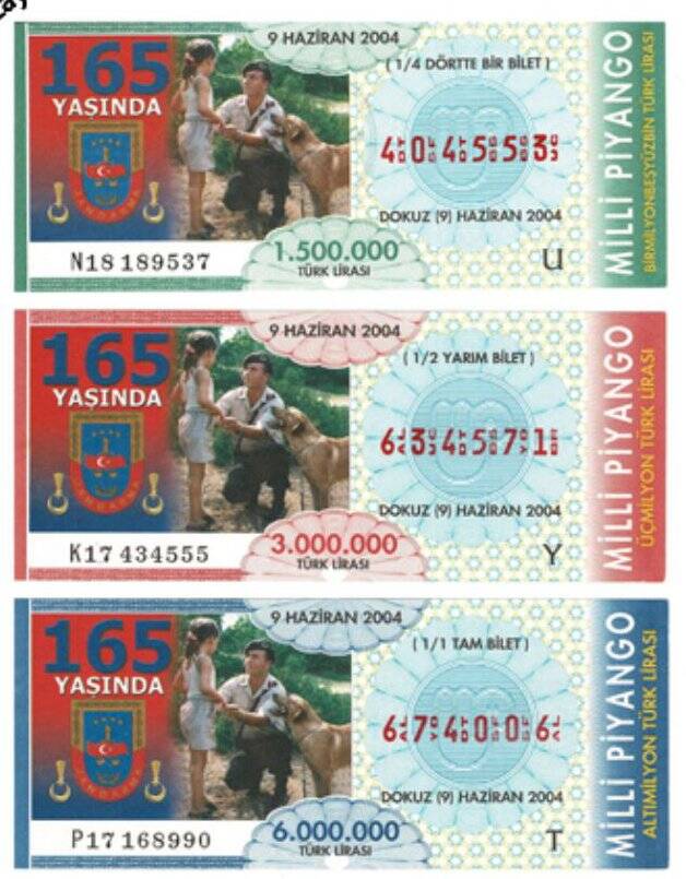 9 Haziran 2004 Çeyrek , Yarım ve Tam Bilet U-Y- T PYB3940 - 1