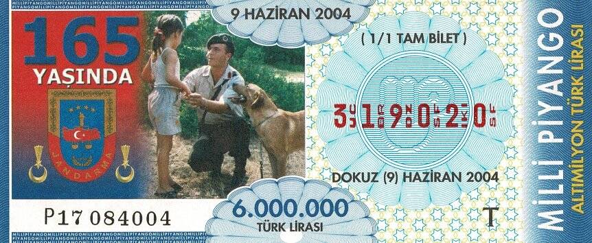 9 Haziran 2004 (T) Jandarma 165 Yaşında (11) Tam Bilet PYB5747 - 1