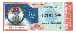 9 Haziran 2005 Yarım Bilet PYB4366 - Gökçekoleksiyon