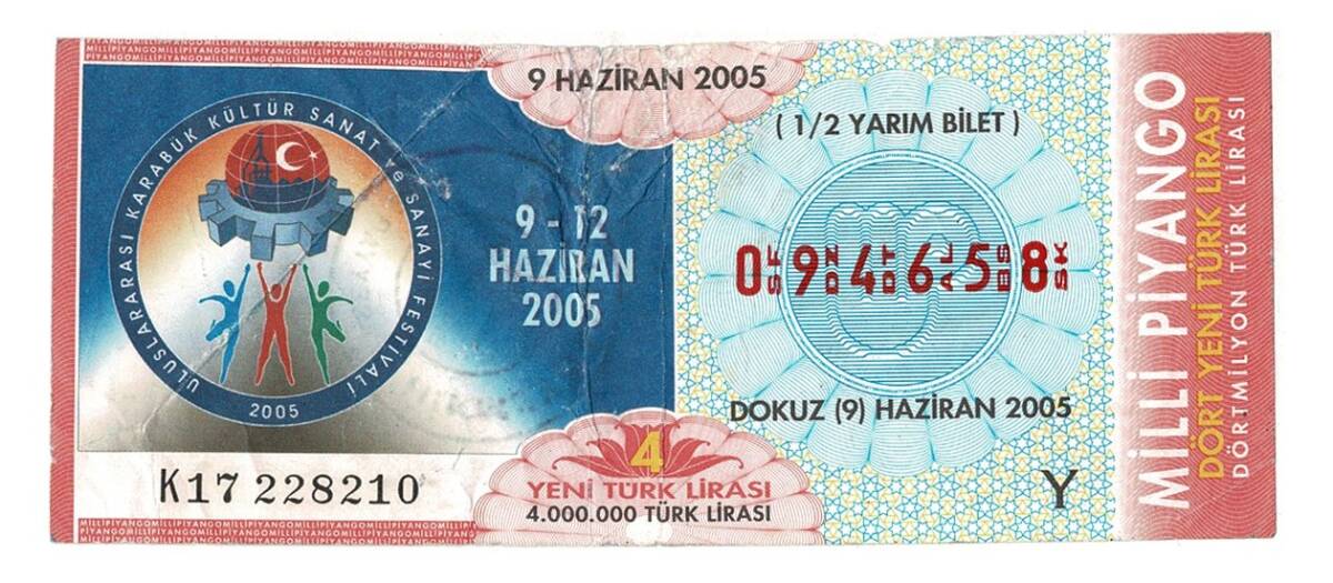 9 Haziran 2005 Yarım Bilet PYB4366 - 1