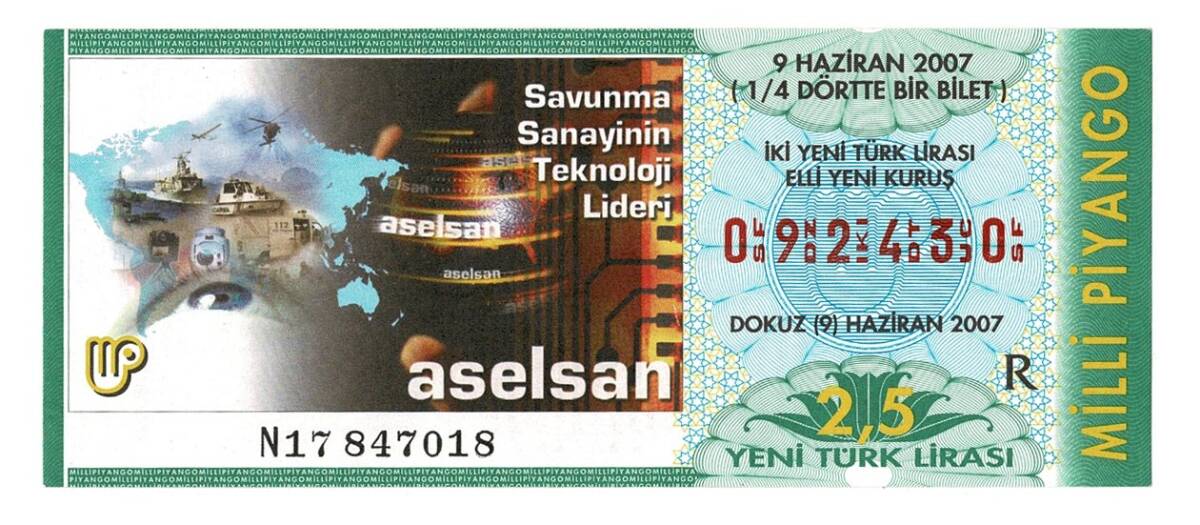 9 Haziran 2007 Çeyrek Bilet PYB4434 - 1
