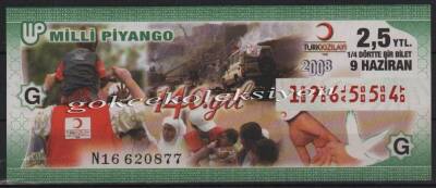 9 Haziran 2008 Çeyrek Bilet PYB2389 - 1