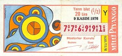9 Kasım 1976 Piyango Bileti Yarım Bilet PYB6171 - Gökçekoleksiyon