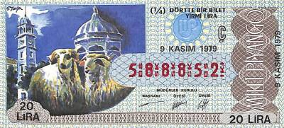 9 Kasım 1979 Piyango Bileti Çeyrek Bilet PYB6257 - 1