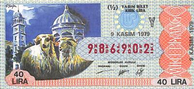 9 Kasım 1979 Piyango Bileti Yarım Bilet PYB6251 - 1