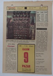 9 Kasım 1980 Takvim Yaprağı - Doğum Günü Hediyesi EFM(N)7106 - Gökçekoleksiyon