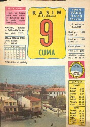 9 Kasım 1984 Takvim Yaprağı - Doğum Günü Hediyesi EFMN14801 - Gökçekoleksiyon