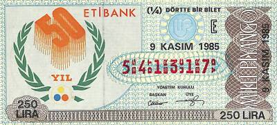 9 Kasım 1985 Piyango Bileti Çeyrek Bilet PYB6125 - 1