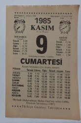 9 Kasım 1985 Takvim Yaprağı - Doğum Günü Hediyesi EFM(N)6685 - Gökçekoleksiyon
