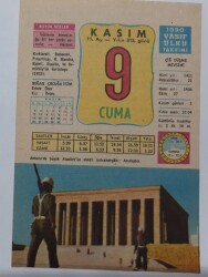 9 Kasım 1990 Takvim Yaprağı - Doğum Günü Hediyesi EFM(N)6763 - Gökçekoleksiyon