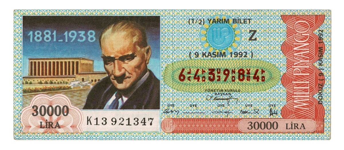 9 Kasım 1992 Yarım Bilet PYB4312 - 1
