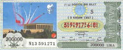9 Kasım 1997 Piyango Bileti Dörtte Bir Bilet PYB6508 - Gökçekoleksiyon