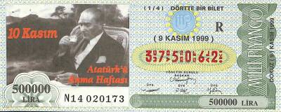 9 Kasım 1999 Piyango Bileti Çeyrek Bilet PYB6013 - 1
