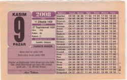9 Kasım 2008 Takvim Yaprağı EFM(N)3805 - 1