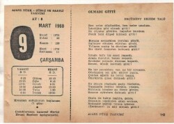 9 Mart 1960 Ajans Türk Takvim Yaprağı (Şiirli Saatli) EFM(N)1536 - 3