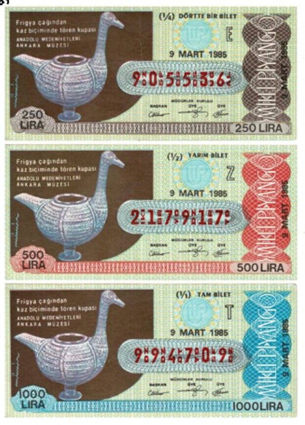 9 Mart 1985 Çeyrek ,Yarım ve Tam Bilet E - Z - T PYB4150 - 1