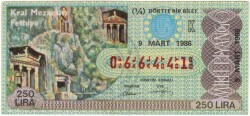 9 Mart 1986 Piyango Bileti Çeyrek Bilet PYB3315 - Gökçekoleksiyon