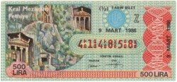 9 Mart 1986 Piyango Bileti Yarım Bilet PYB3314 - Gökçekoleksiyon