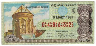 9 Mart 1987 Çeyrek Bilet PYB3252 - 1