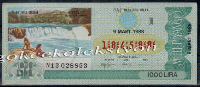 9 Mart 1988 Beştebir Bilet PYB1620 - 1