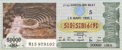 9 Mart 1995 Piyango Bileti Dörtte Bir Bilet PYB6661 - Gökçekoleksiyon