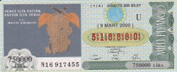 9 Mart 2000 (U) Vergi İçin Eğitim Eğitim İçin Vergi (14) Dörtte Bir Bilet PYB5670 - Gökçekoleksiyon