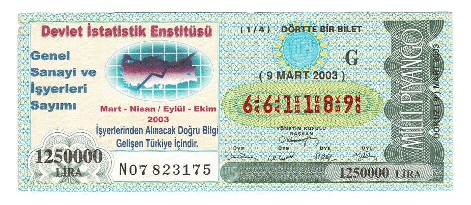 9 Mart 2003 (14) Dörtte Bir Bilet PYB4867 - 1