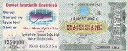 9 Mart 2003 (R) Devlet İstatistik Enstitüsü (14) Dörtte Bir Bilet PYB5697 - Gökçekoleksiyon