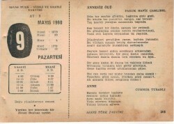 9 Mayıs 1960 Ajans Türk Takvim Yaprağı (Şiirli Saatli) EFM(N)1596 - 3
