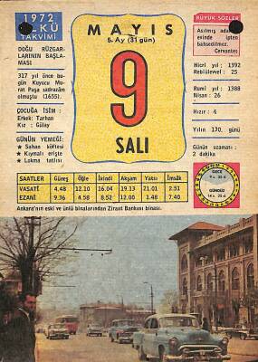 9 Mayıs 1972 Takvim Yaprağı - Doğum Günü Hediyesi EFM(N)12247 - 1
