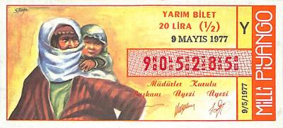 9 Mayıs 1977 Piyango Bileti Yarım Bilet PYB6184 - 1