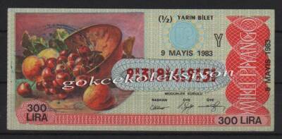 9 Mayıs 1983 Yarım Bilet PYB2326 - 1